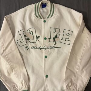 rickyisclown White and Green Varsity Jacket